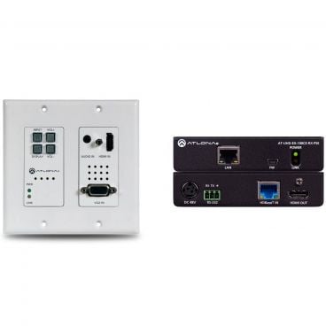 Atlona AT-4K-HDVS-WP-EXT 4K/UHD HDBaseT TX/RX with Two-Input Wallplate Switcher, Ethernet, Control, and PoE