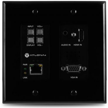 Atlona AT-HDVS-200-TX-WP-BLK Two-Imput Wallplate Switcher (HDMI and VGA) with Ethernet-Enabled HDBaseT