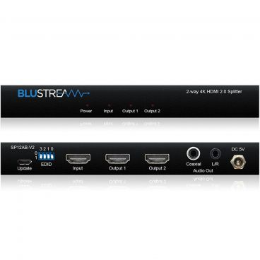 Blustream SP12AB-V2 2-Way 4K HDMI splitter - Front & Back