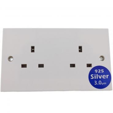 MS HD Power Audio Quality UK Double Gang Wall Socket Silver - MS9296S